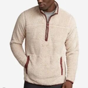 Eddie Bauer Cream and Brown Zip-Up Fleece